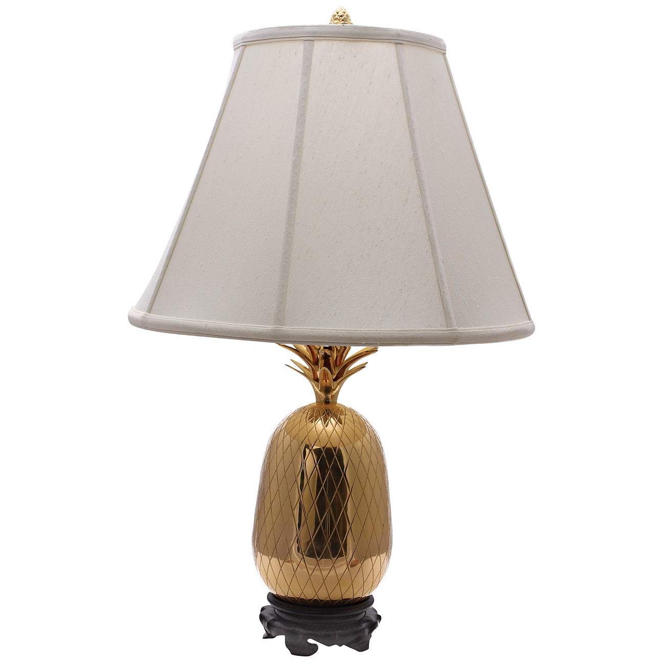 Large Brass Pineapple Table Lamp with White Shade | Lamps Plus