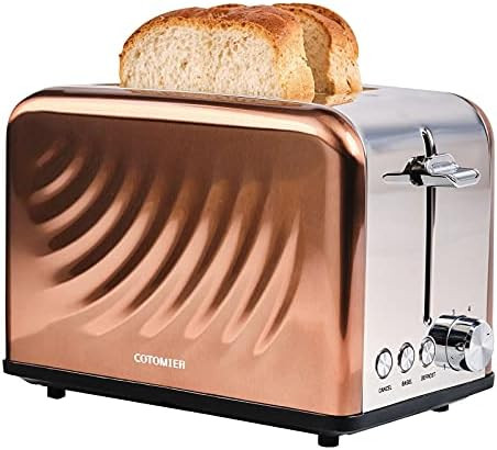Cotomier Toaster 2 Slice, Rose Gold Stainless Steel Toaster with Defrost Bagel Cancel Function & ... | Amazon (US)