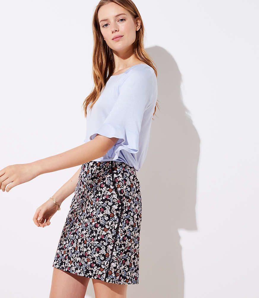 Floral Lacy Pocket Shift Skirt | LOFT