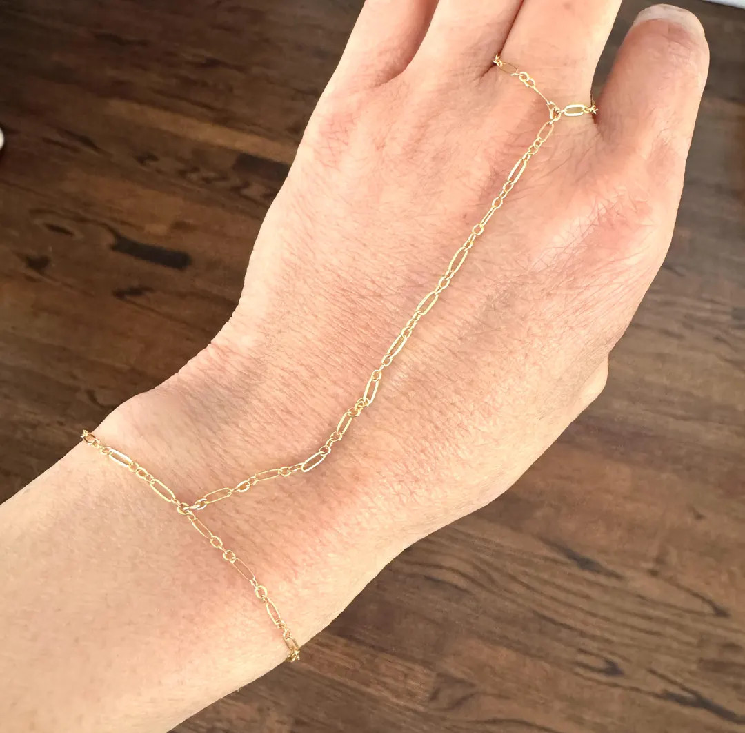 Gold Fill Unique Lace Hand Chain Bracelet Harness - Etsy | Etsy (US)