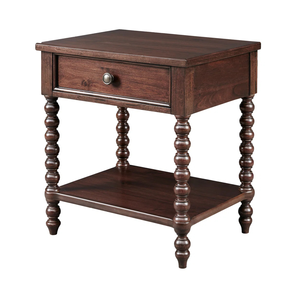 Beckett Turned Wood Spindle Nightstand with Drawer & Shelf | Wayfair North America