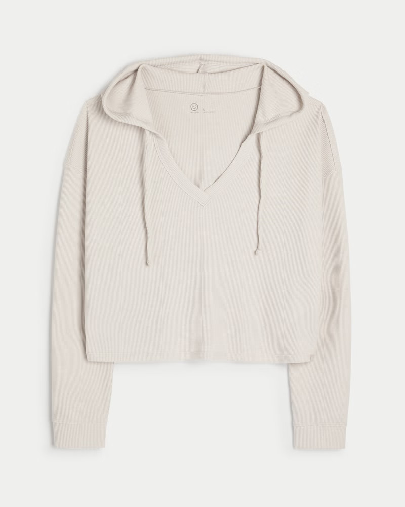 Gilly Hicks Waffle V-Neck Hoodie | Hollister (US)