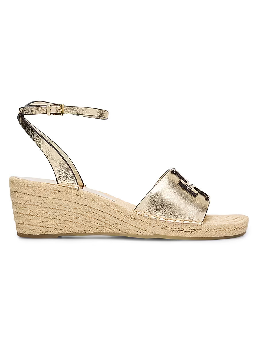 Women's Ines 50MM Logo Metallic Leather Wedge Espadrilles - Gold - Size 9.5 | Saks Fifth Avenue