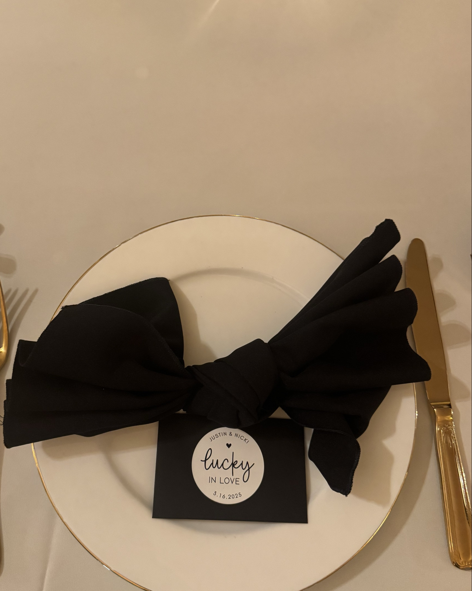 Simple table set up with lottery ticket guest party favors 💍🖤🎰 lucky in love! 

#LTKWedding