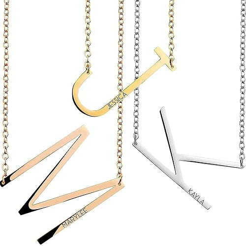 Mothers Day Gifts Sideways Initial Necklace Gift for her Birthday Gift Personalized Gift Mignonan... | Amazon (US)
