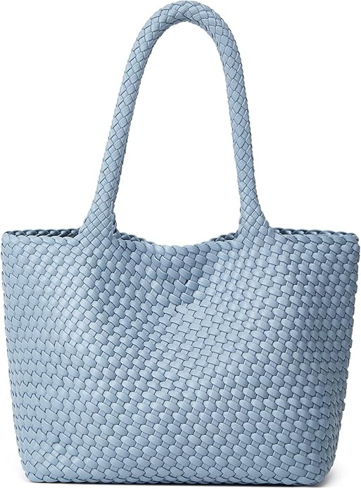Woven Tote Bag Womens Purse: Vegan Leather Shoulder Handbags - Fashion Summer Beach Tote Bags - L... | Amazon (US)