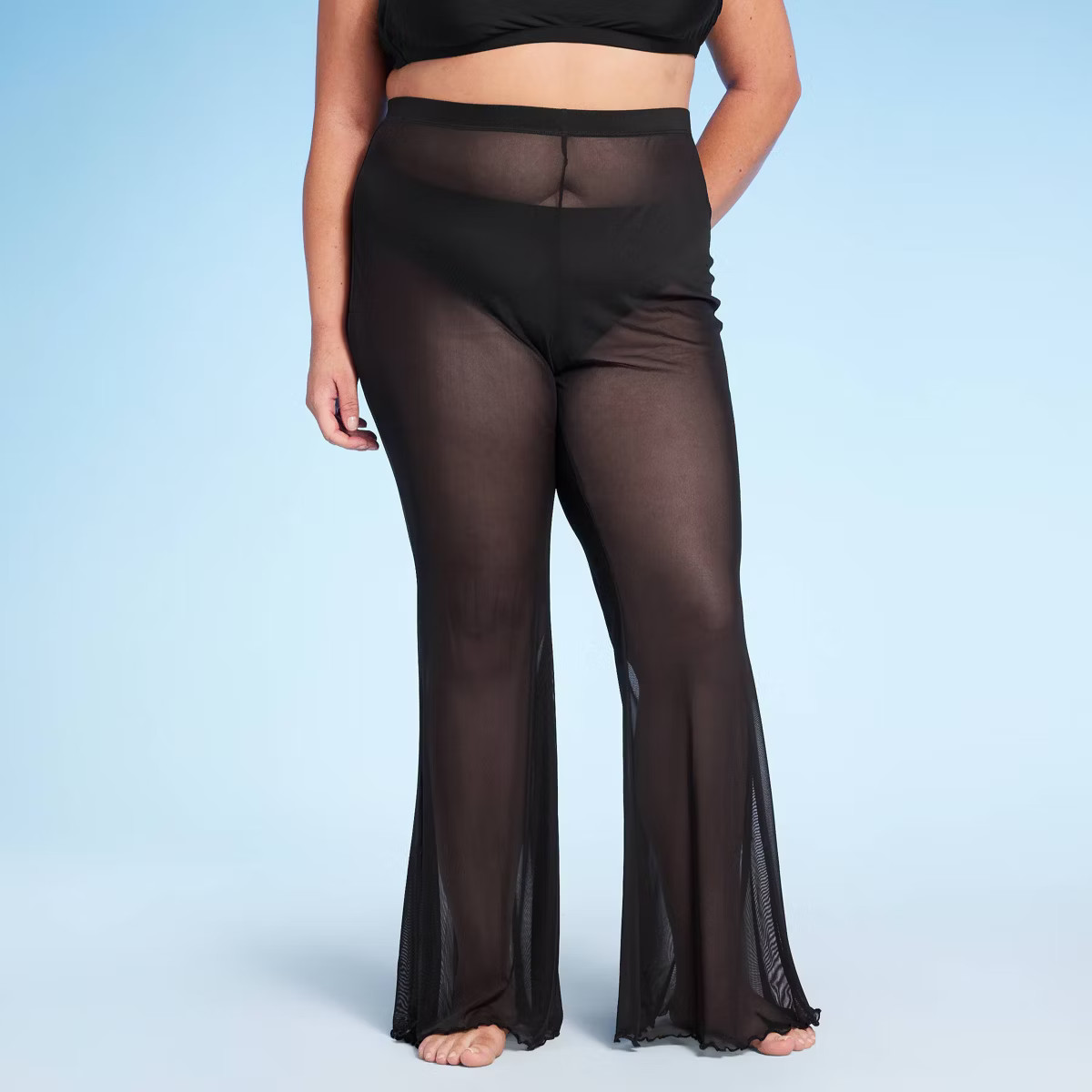 Women's Mesh High Waist Flare Cover Up Pants - Wild Fable™ Black 2X | Target