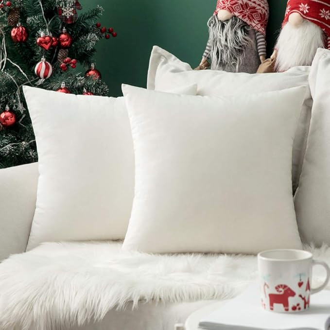 MIULEE Pack of 2 Velvet Pillow Covers Decorative Square Pillowcase Soft Solid Cushion Case for Ch... | Amazon (US)