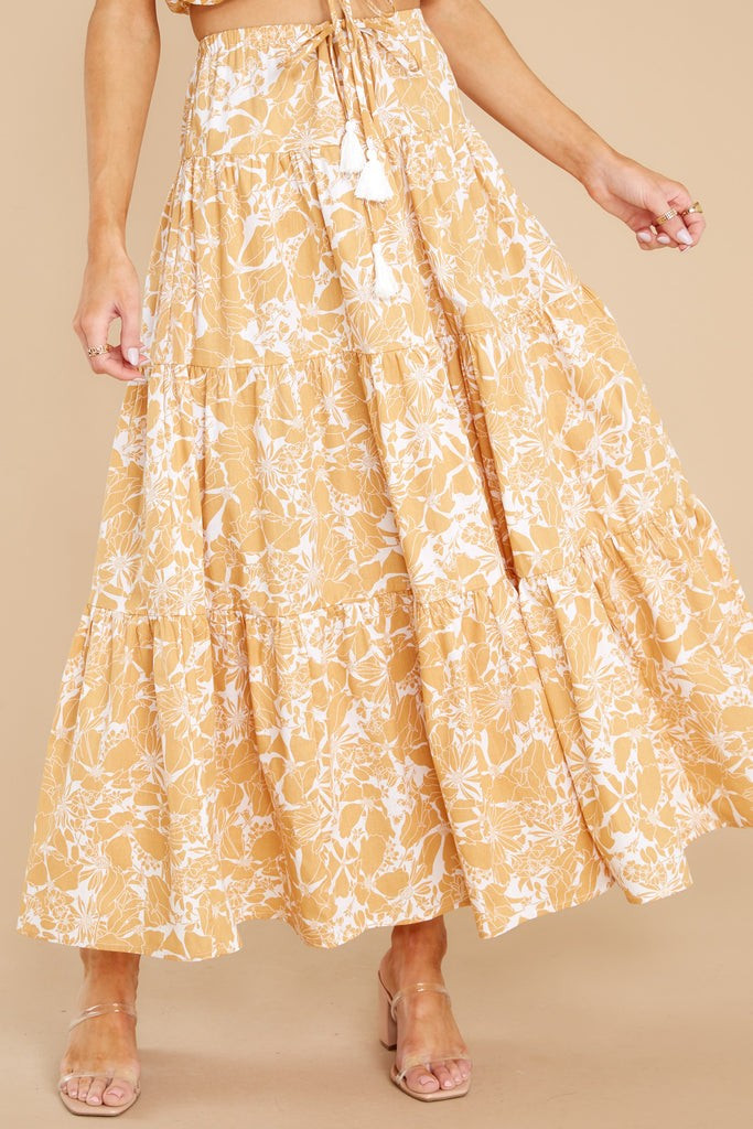 You're In Luck White And Yellow Floral Print Skirt | Red Dress 