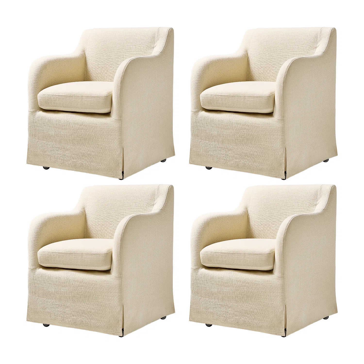 Barry Farmhouse Slipcovered Upholstered Dining Chair Set with Casters | Wayfair North America