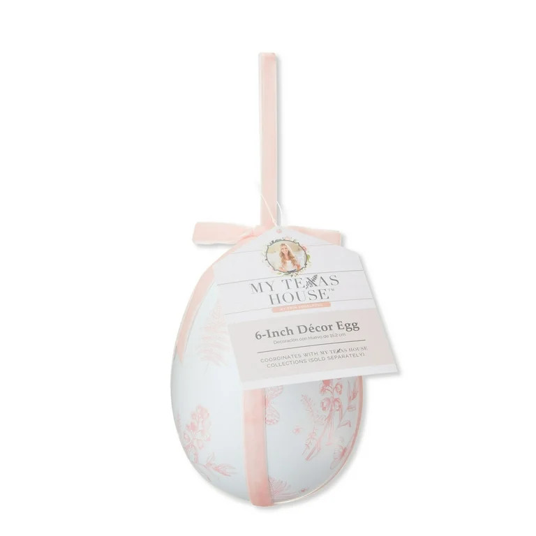 Large Pink Floral Fabric Decorative Egg, 6 in, by My Texas House - Walmart.com | Walmart (US)