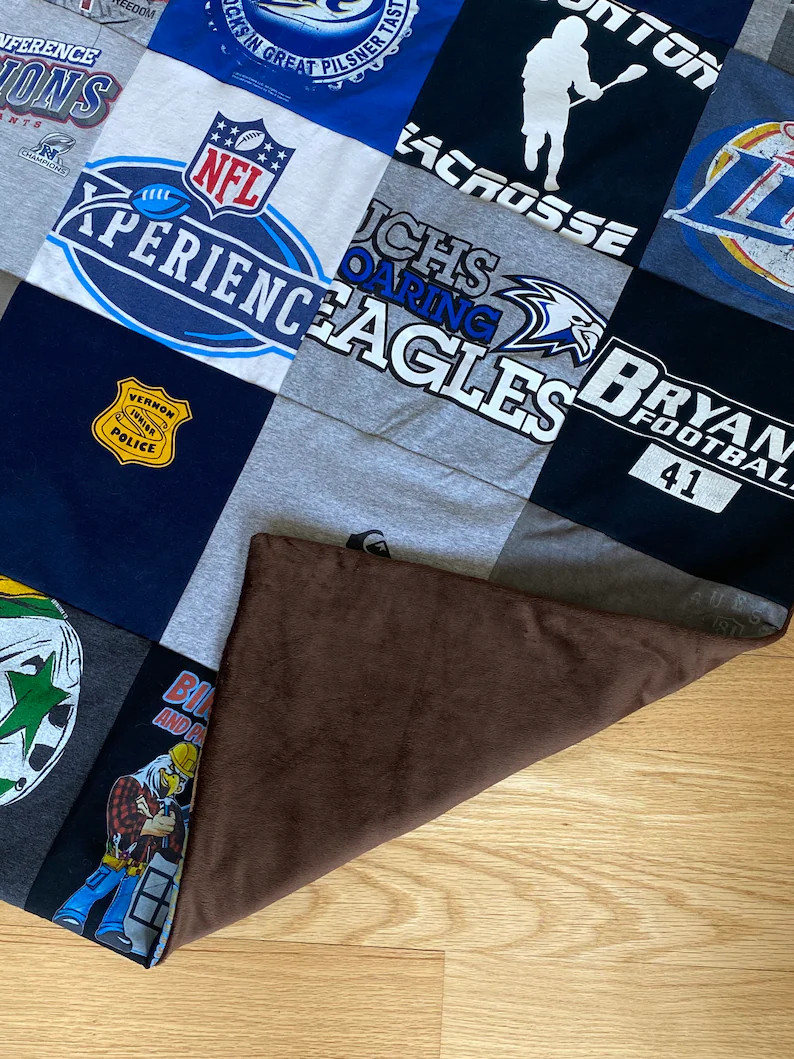 Memory T-Shirt Quilt, Custom Fleece Backed Keepsake Blanket | Etsy (US)