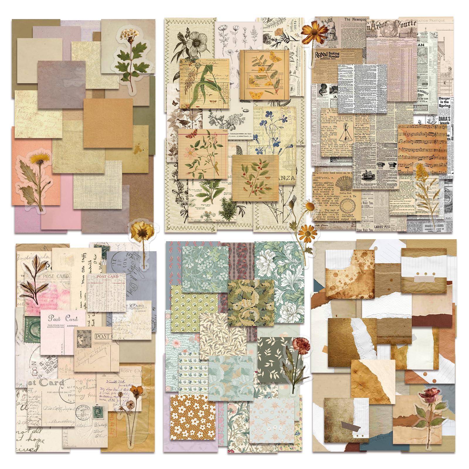 Linder Group Inc Vintage Scrapbook Supplies Kit 450 pcs Scrapbook Paper and Stickers for Junk Journals Bullet Journals and Craft Projects Includes | Lowe's