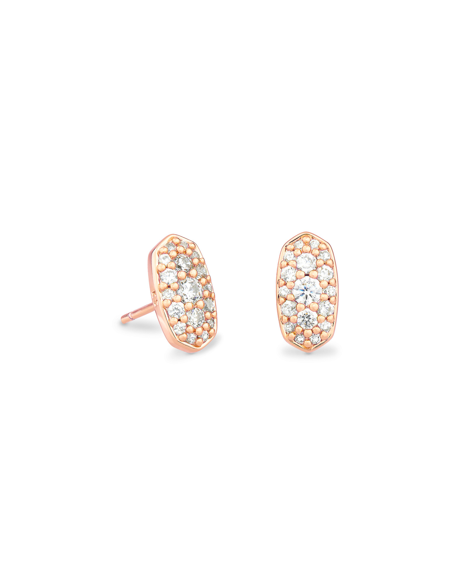 Grayson Rose Gold Stud Earrings in White CZ | Kendra Scott