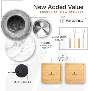 Roundfire Tabletop Fire Pit (1 Pack - with Smores Kit) Ethanol Table Top Fire Pit | Amazon (US)