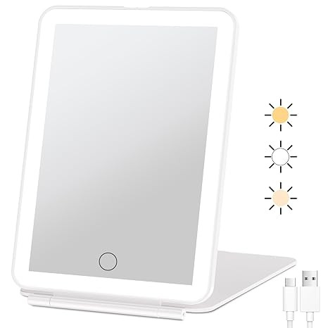 FUNTOUCH Rechargeable Travel Makeup Mirror with 72 Led Lights, Portable Lighted Beauty Mirror, 3 ... | Amazon (US)