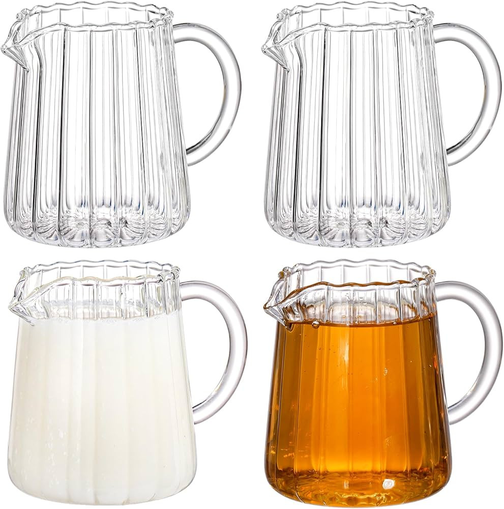 Yarlung 4 Pack Small Glass Pitcher, 8.5 Oz Clear Milk Creamer Pitcher with Handle, Creative Milk ... | Amazon (CA)
