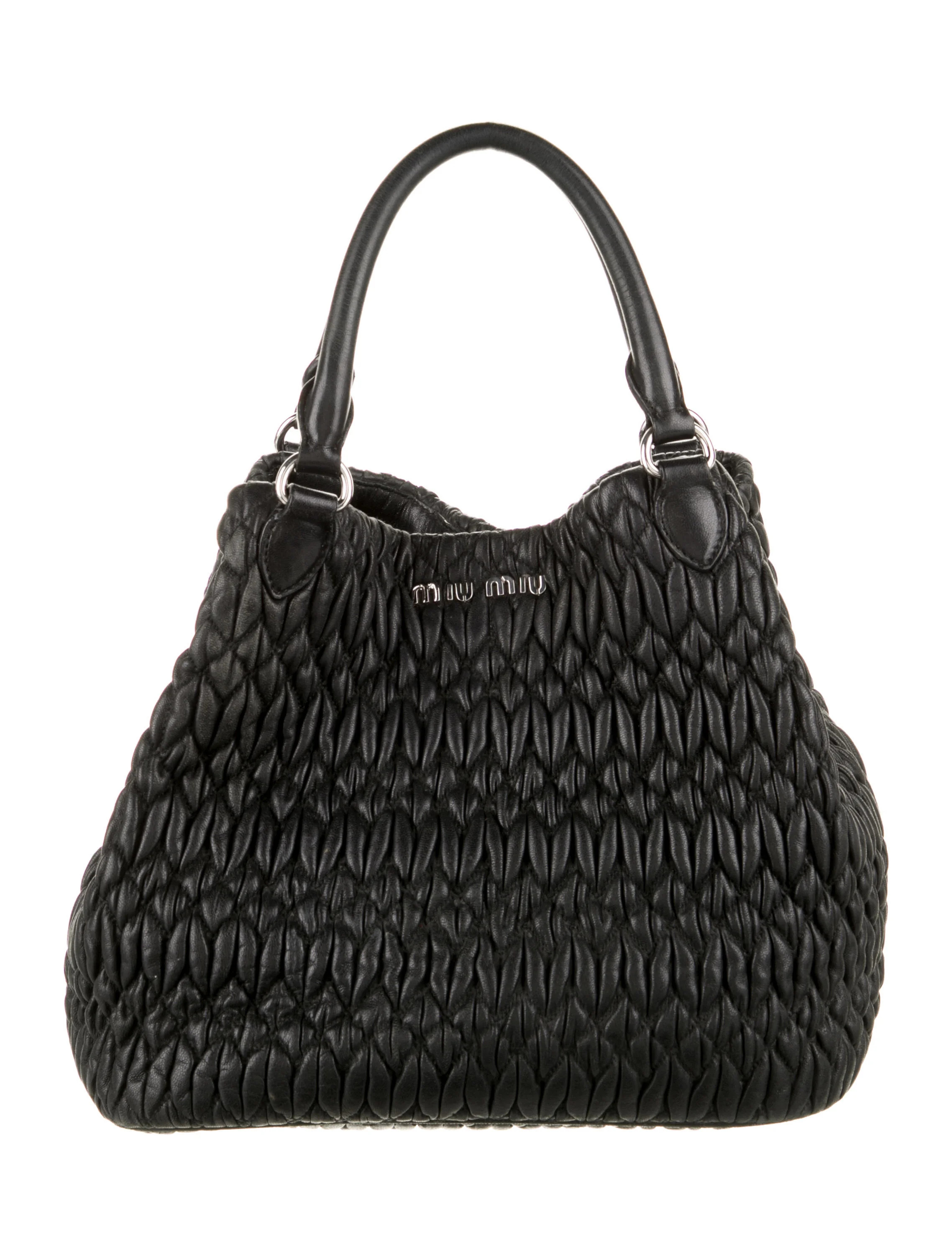 Pleated Leather Handle Bag | The RealReal