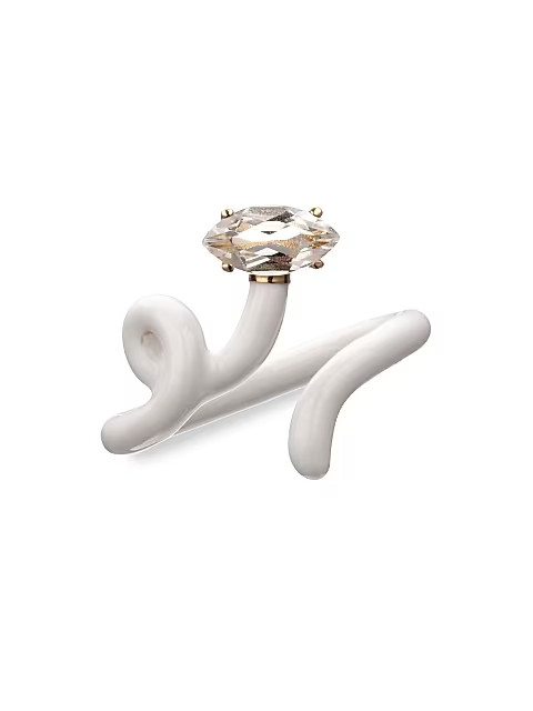 Baby Vine Tendril Goldtone Silver, Rock Crystal & Enamel Ring | Saks Fifth Avenue