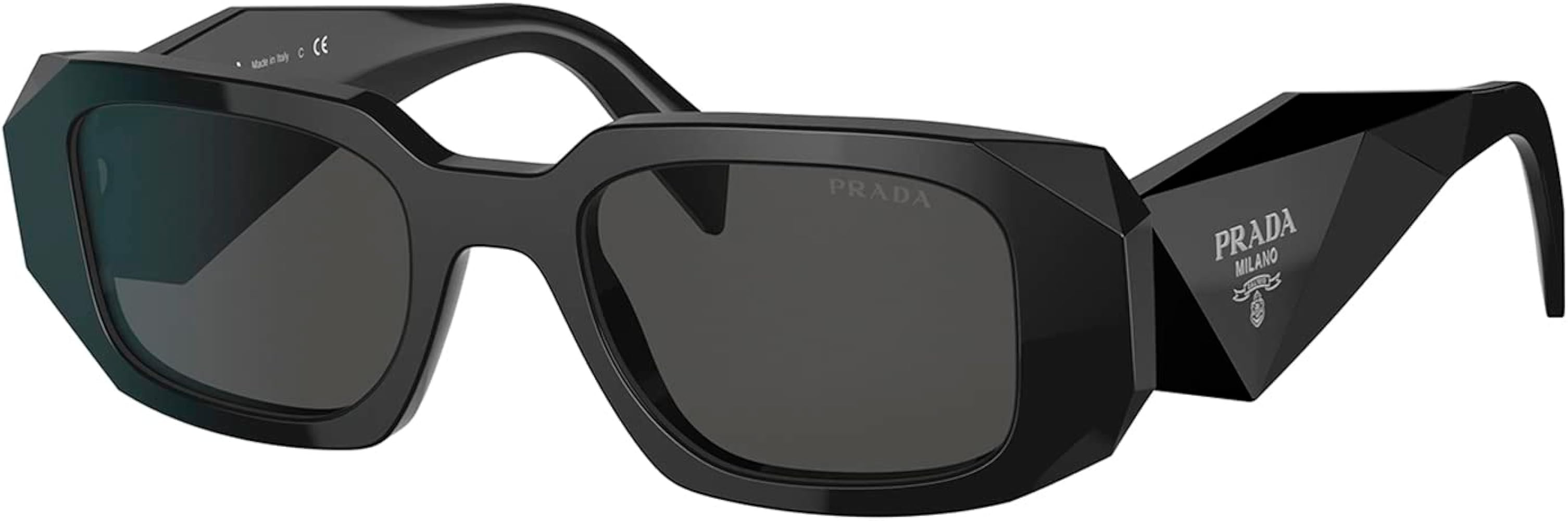 Prada PR 17WSF 1AB5S0 Black Plastic Rectangle Sunglasses Grey Lens, Black, 51-20-145 | Amazon (CA)