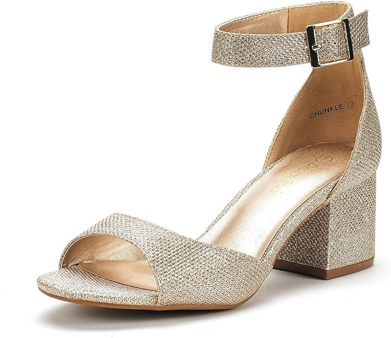DREAM PAIRS Women's Chunkle Low Heel Pump Sandals | Amazon (US)