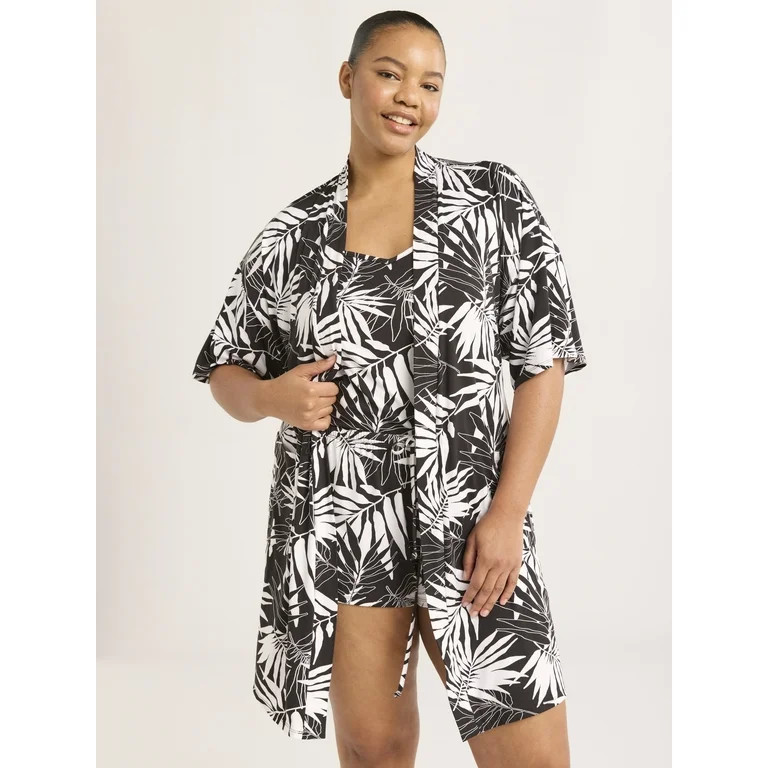 Joyspun Women’s Cami, Shorts, and Robe Travel Pajama Set, 3-Piece, Sizes S-3X | Walmart (US)