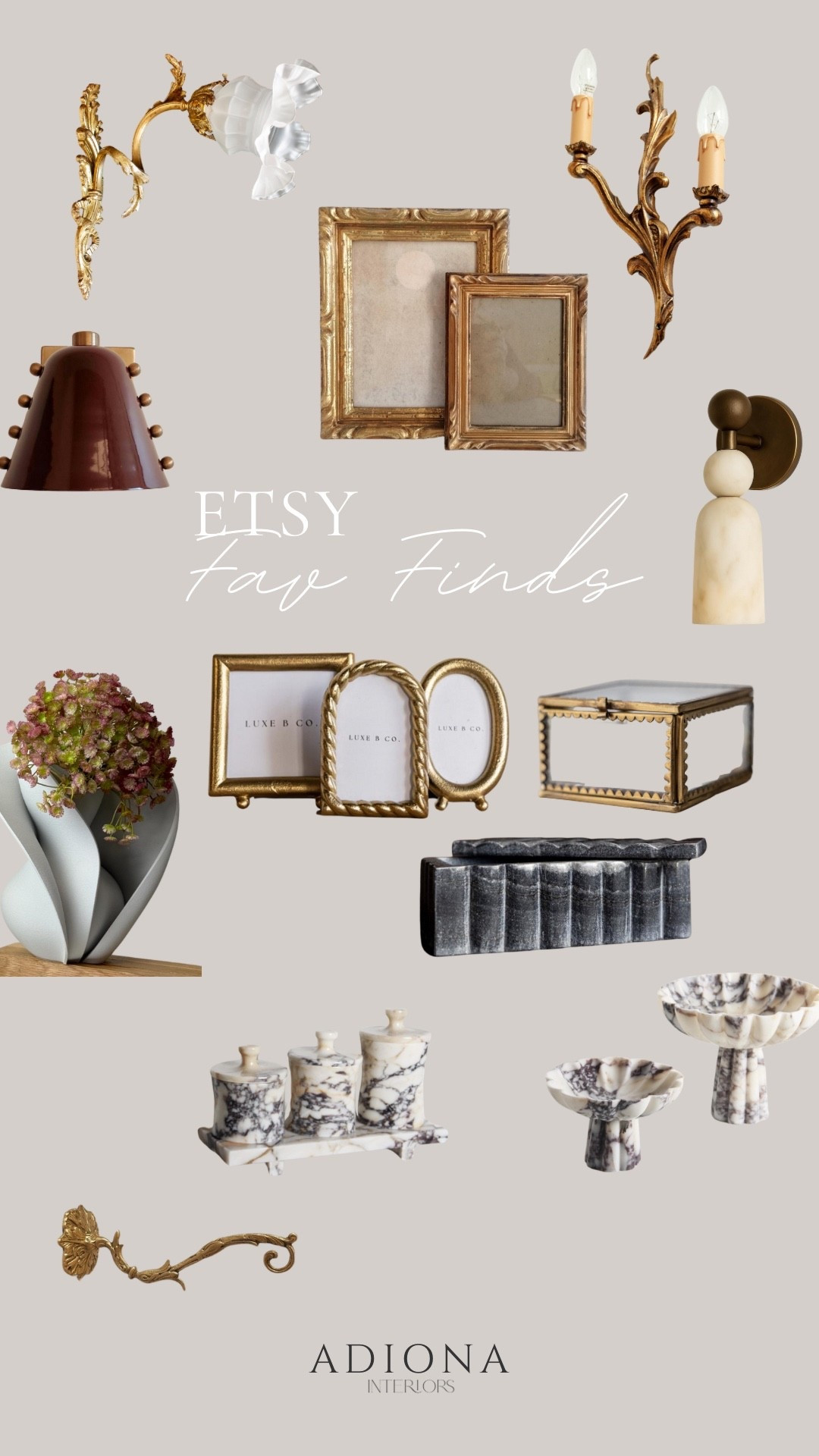 Etsy fav finds 

Photo frame, sconce, vase, marble box, decorative box, pedestal bowl 

#LTKSeasonal #LTKSaleAlert #LTKHome