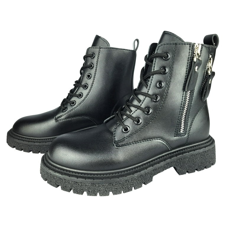 Ferwind Women's Combat Ankle Boots Lace Up Chunky Heels Female Adult Black  8 | Walmart (US)