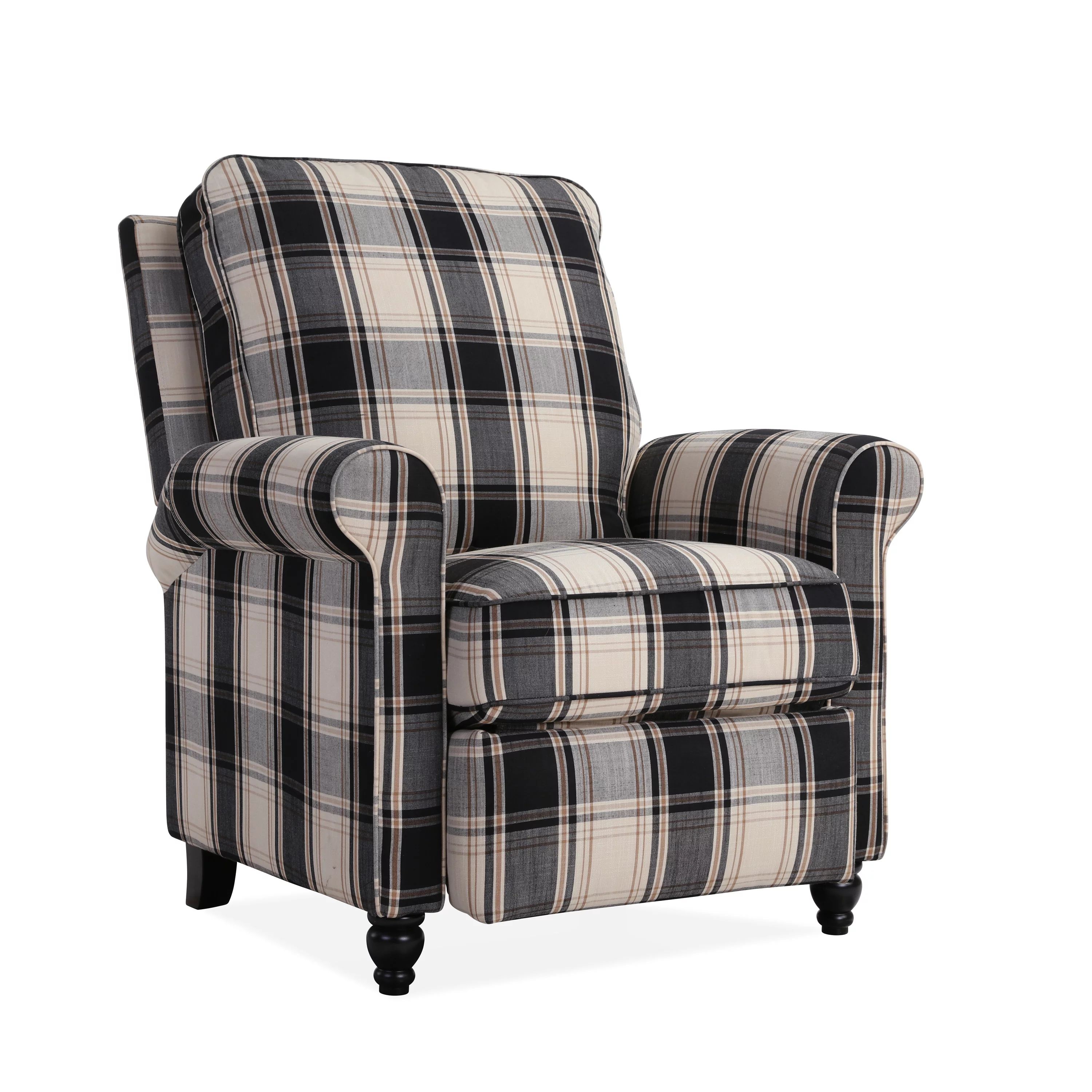 Homesvale Lincoln Push Back Recliner Chair in Brown and Black Plaid | Walmart (US)
