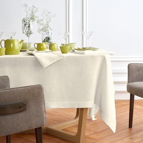 Solino Home Linen Ivory Tablecloth 70 x 108 Inch - 100% Pure Linen Rectangular Tablecloth - Machine Washable Table Cloth for Spring, Easter, Mothers Day - Sonoma | Amazon (US)