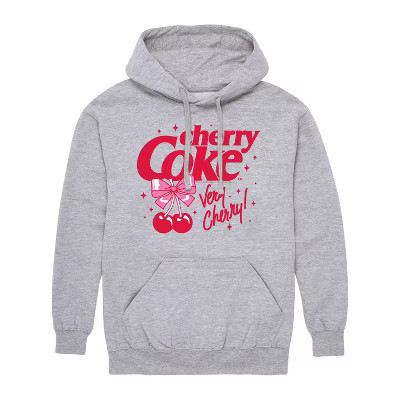Men's Coca-Cola Very Cherry Coke Graphic Fleece Pullover Hoodie - Athletic Heather - Small | Target