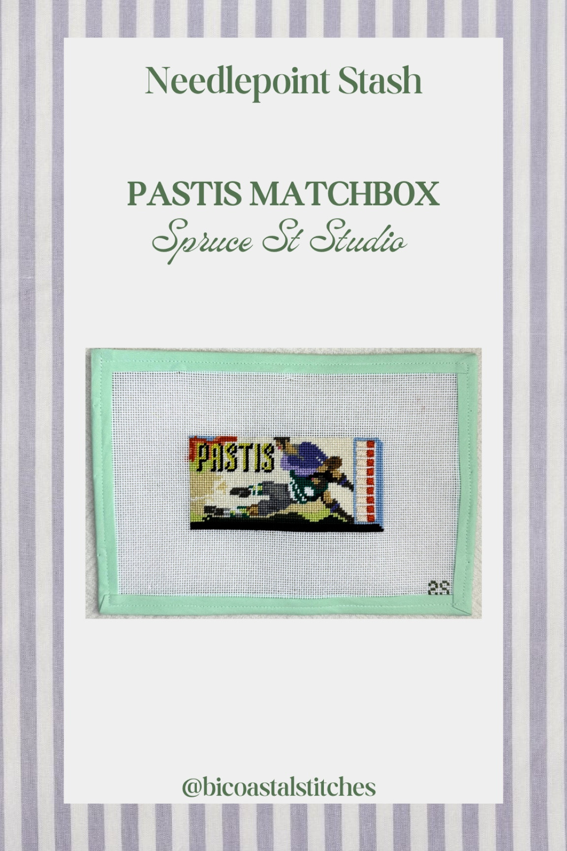 Pastis matchbox needlepoint canvas