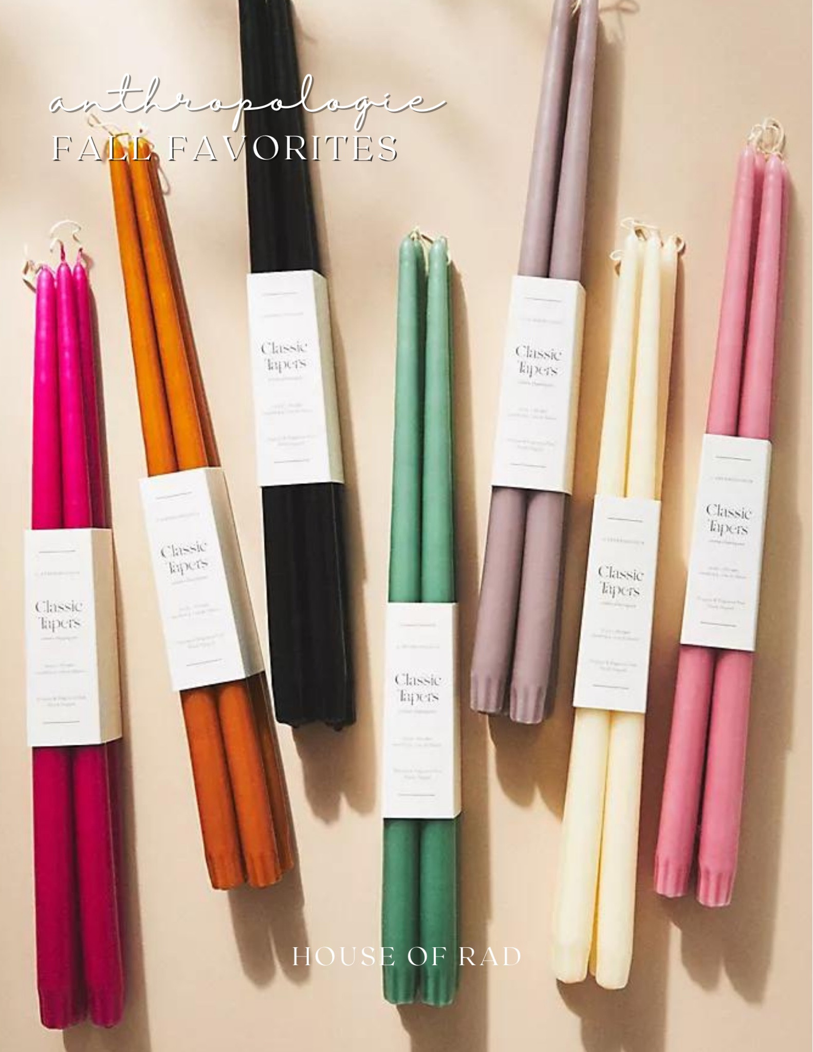 Anthropologie Home Favorites
Taper candles
Colorful taper candles
Candlesticks
Pink orange black green gray ivory 
Candles
Home decor

#LTKhome