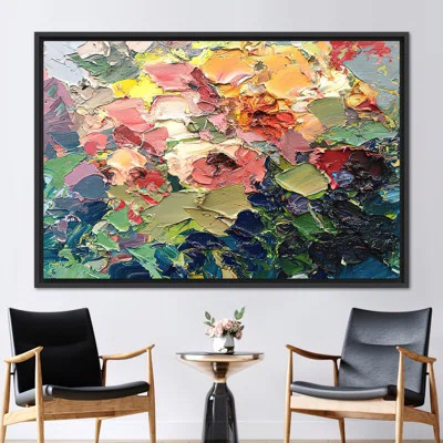 Modern Abstract Flower Wall Art Canvas - Vibrant Acrylic Printed Contemporary Poster | Wayfair North America
