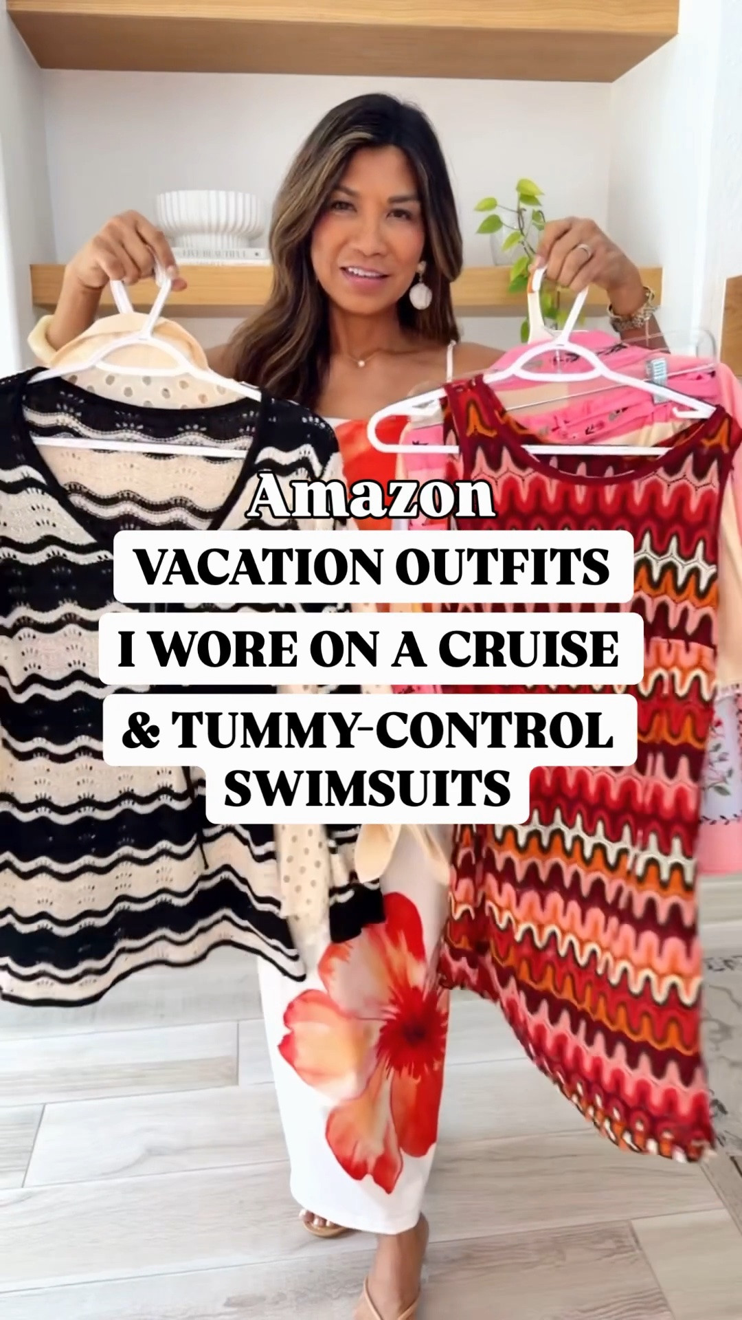 I’m 5’2” 118#ish for reference 
Black swimsuit in small tts-has removable straps.
Pink(colored) swimsuit in XS tts.
All dresses and white 2-piece set in small tts EXCEPT
retro-looking knit dress(Burgundy) size up-runs small. I have medium—AND
Last 2-piece shorts set I sized up to medium cuz waistband is tight in the small. 
All sandals tts.
All accessories are linked.
Vacation outfits, cruise outfits, Amazon finds, resort wear, beach wear, tummy control swimsuits, over 50 style, midlife fashion, petite fashion,midlife women, affordable fashion, fashion over40

#LTKOver40 #LTKSwim #LTKPetite