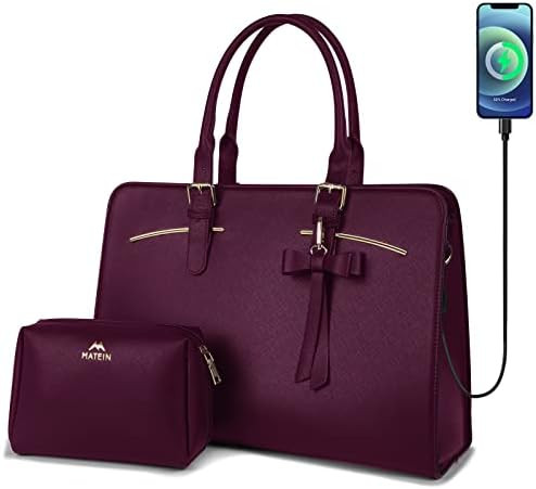 Laptop Bag for Women, Large Laptop briefcase for 15.6 Inch Computer Waterproof PU Leather Shoulde... | Amazon (US)
