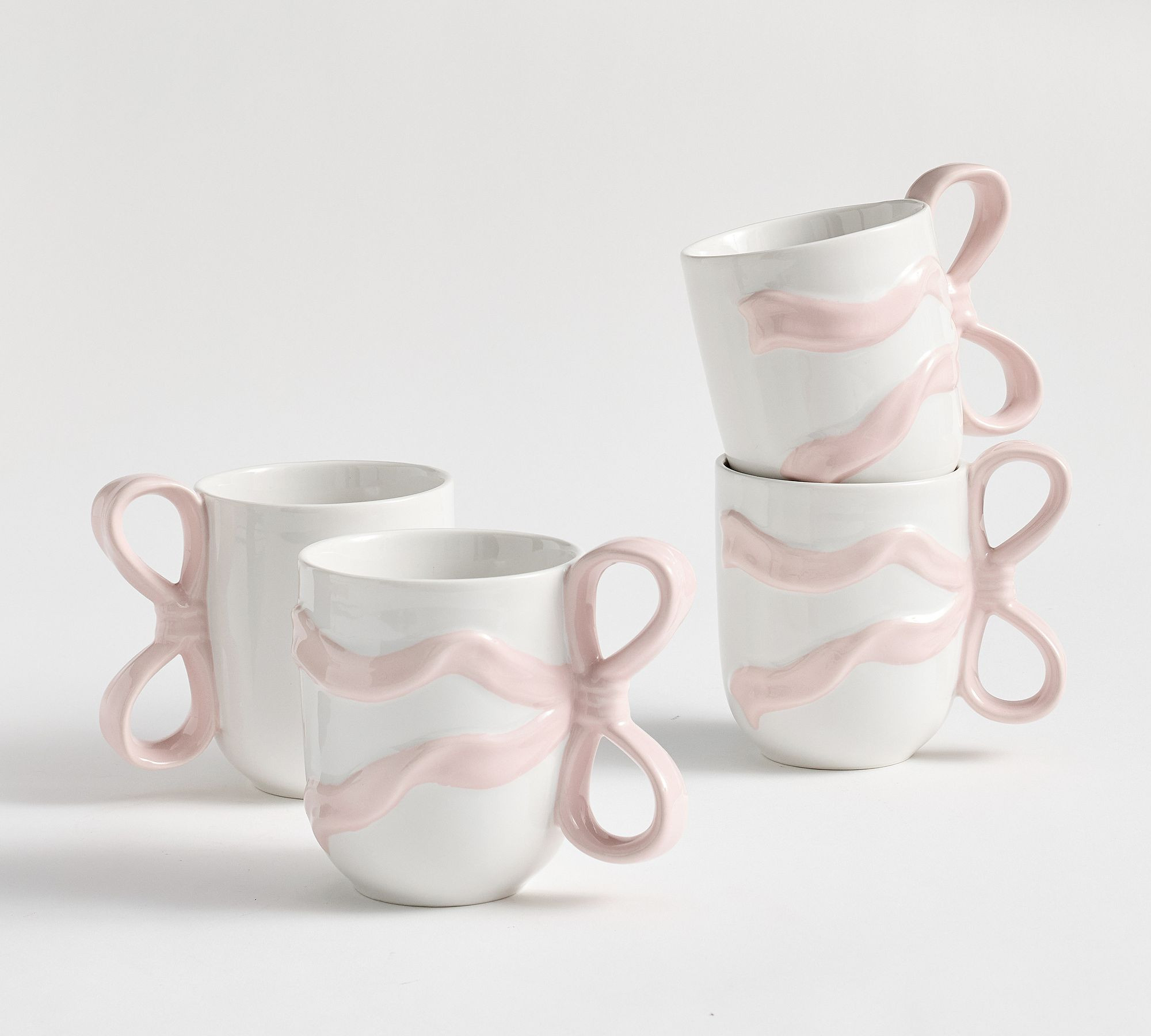 LoveShackFancy Bow Stoneware Mugs -  Set of 4 | Pottery Barn (US)