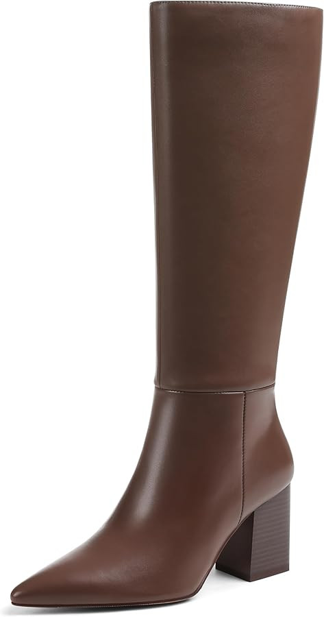 Mattiventon Knee High Boots Women Fall Tall Boots for Women Chunky Heel Pointed Toe Side Zipper S... | Amazon (US)