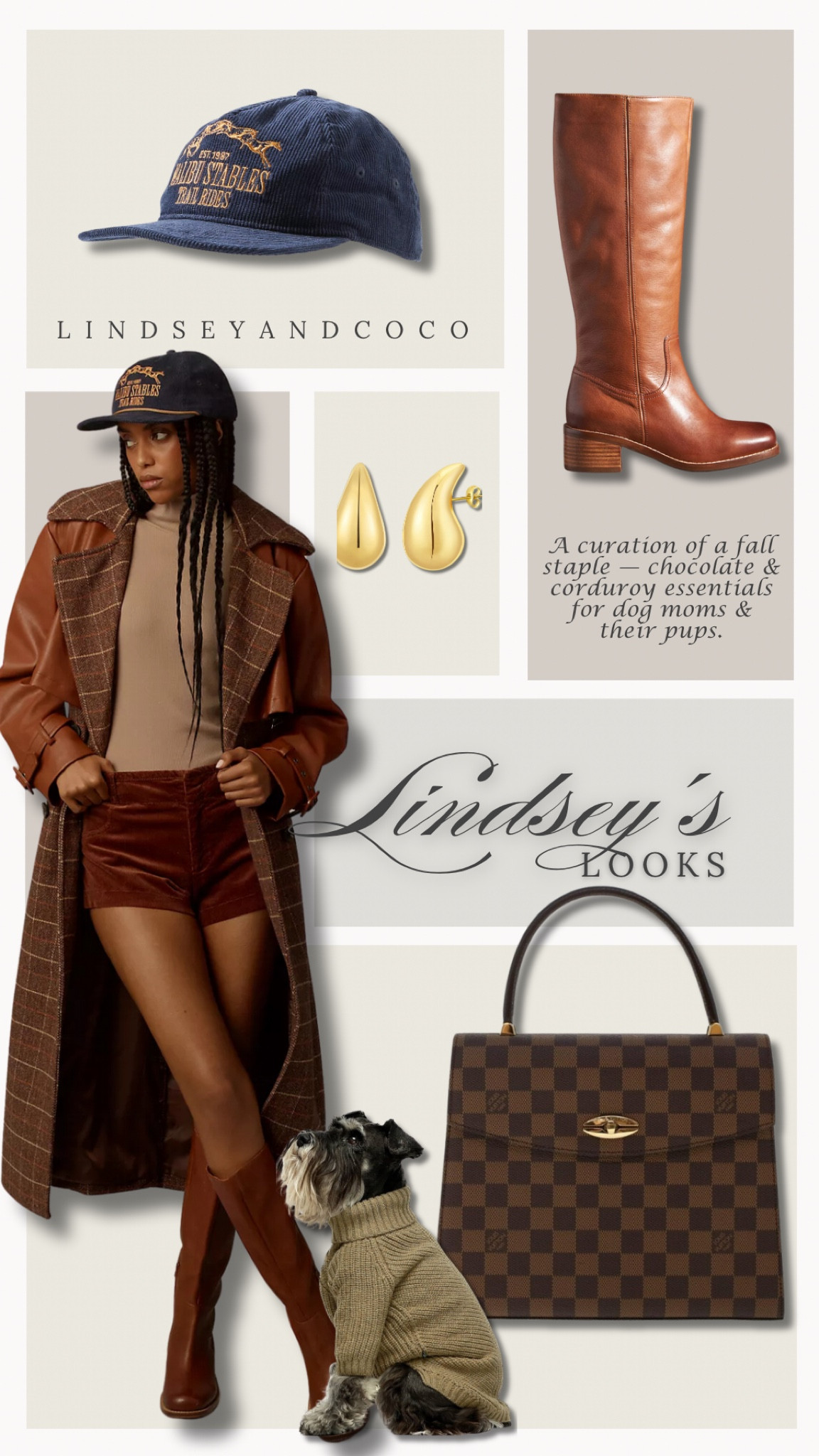 Fall Trends Alert: Chocolate & Corduroy

For Her:
Women’s Leather Riding Boots
Women’s Corduroy Shorts
Women’s Halter Turtleneck Tank Top
Women’s Plaid Faux-Leather Belted Trench Coat
Women’s Corduroy Baseball Cap
Chunky Gold Hoop Earrings

For the Dog:
Thermal Knitted Dog Sweater



#LTKStyleTip #LTKHoliday #LTKSeasonal