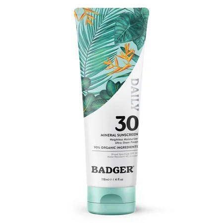Badger Sheer Zinc Mineral Daily Sunscreen SPF 30 Non-Greasy 4 fl oz | Walmart (US)