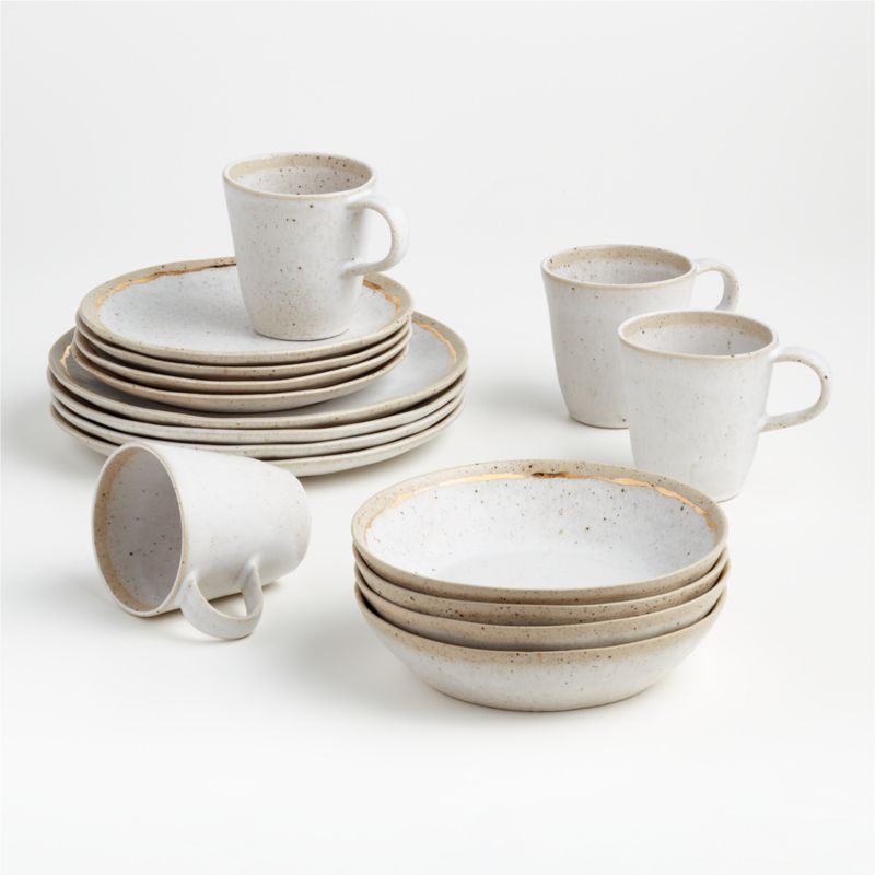 Primrose Gold 16-Piece Stoneware Dinnerware Set | Crate & Barrel | Crate & Barrel