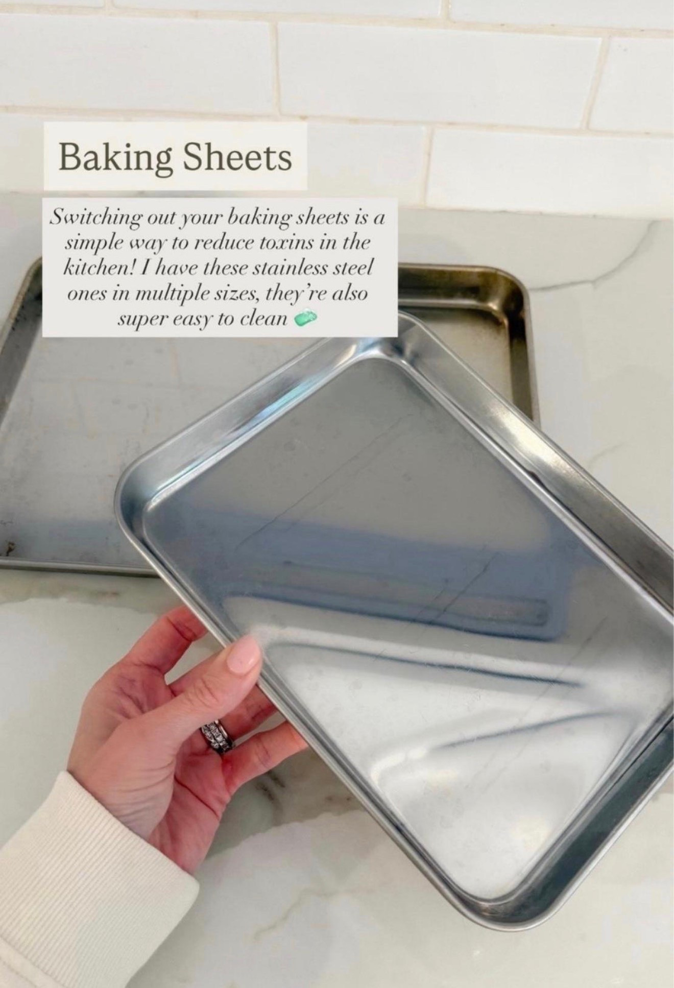 Make the swap to stainless steel baking sheets! Such an easy way to make a nontoxic kitchen.

#LTKselfcare #LTKHome #LTKdayinmylife