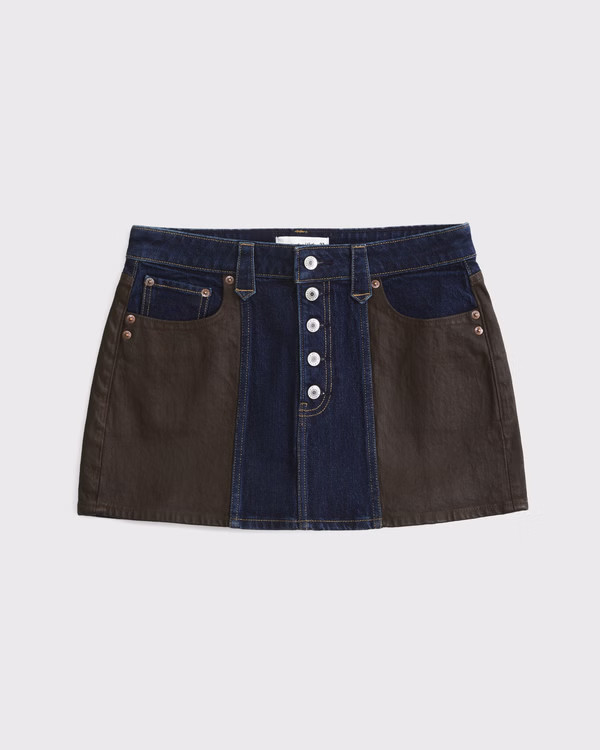 Women's Curve Love Mixed Fabric Denim Mini Skirt | Women's New Arrivals | Abercrombie.com | Abercrombie & Fitch (US)