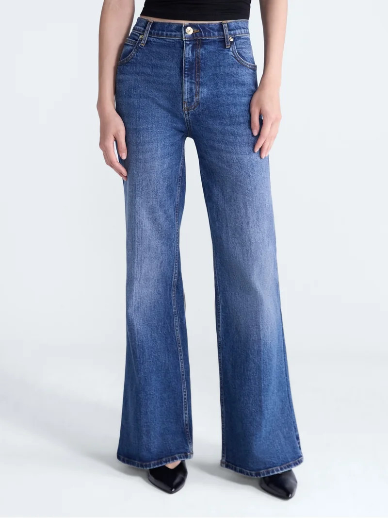 Scoop Women's and Women's Plus High Rise Creased Flare Jean, Sizes 0-28W | Walmart (US)