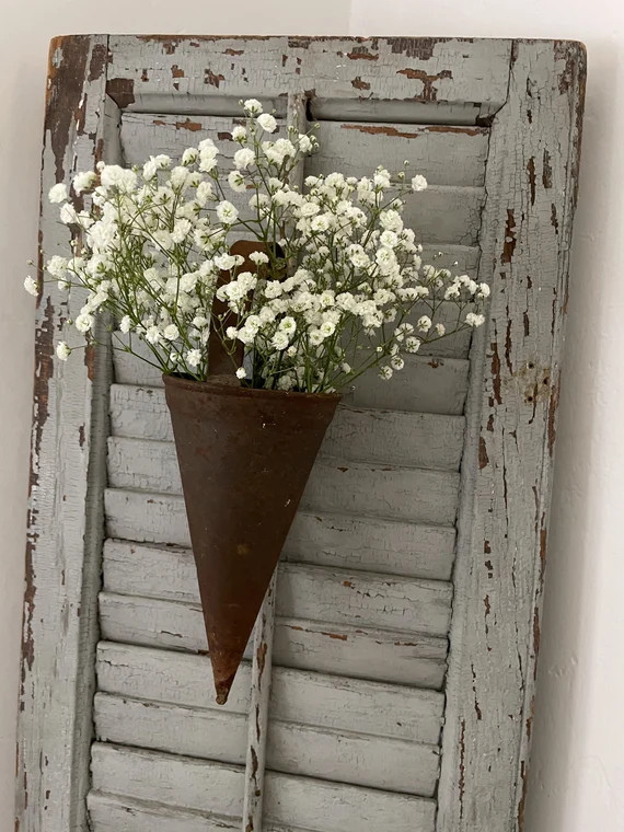 Old French Seed Watering Can//  Vintage Metal Watering Cone// Rusty Metal Cone With Handle | Etsy (US)