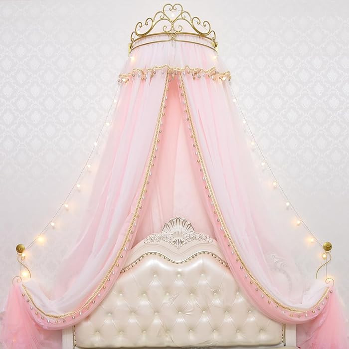Girl Bed Curtain Princess Crown Mosquito Netting Children Room Decor Bedside Yarn Net Romantic Pr... | Amazon (US)