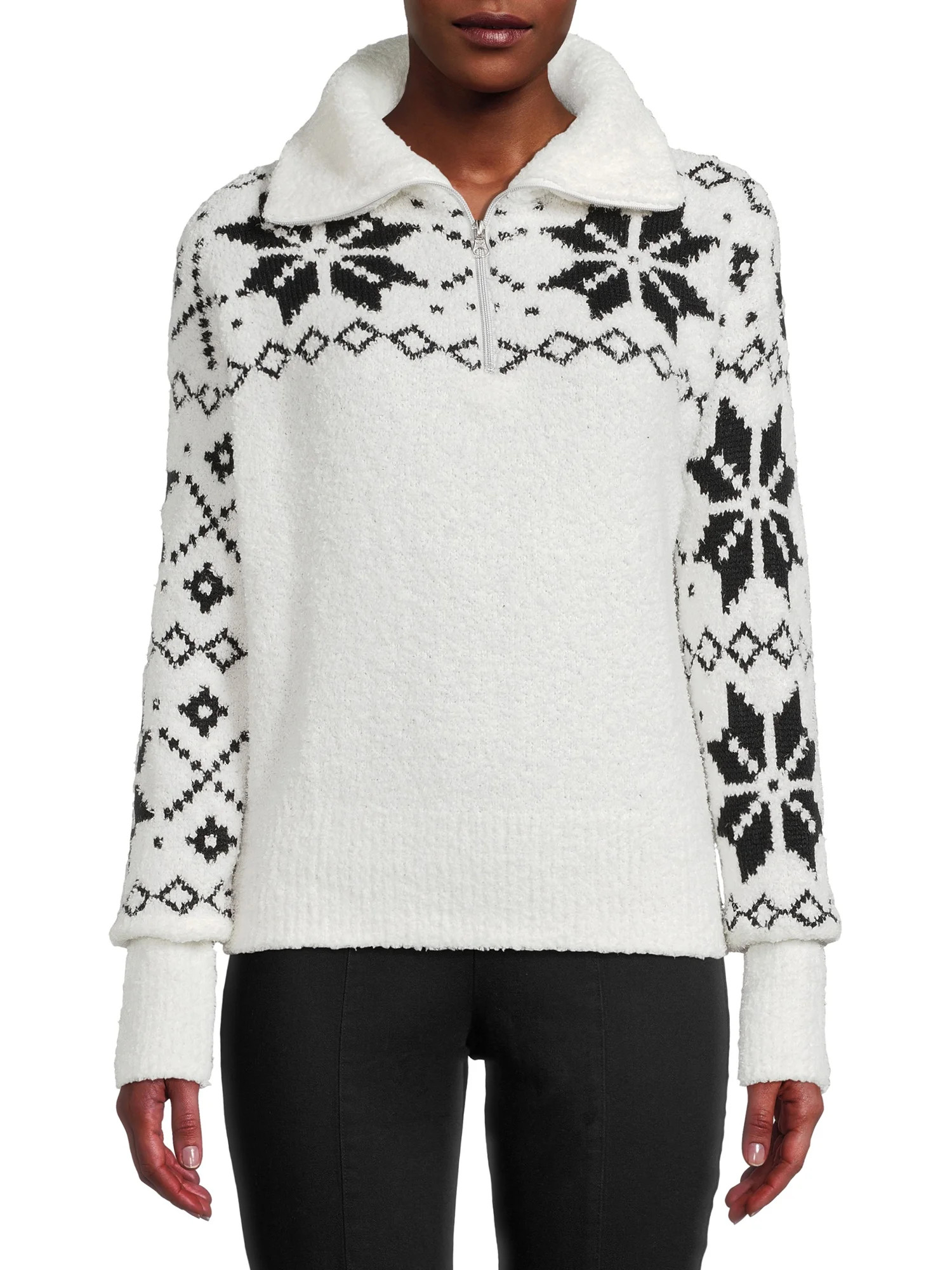 Time and Tru Women's Quarter Zip Sweater | Walmart (US)