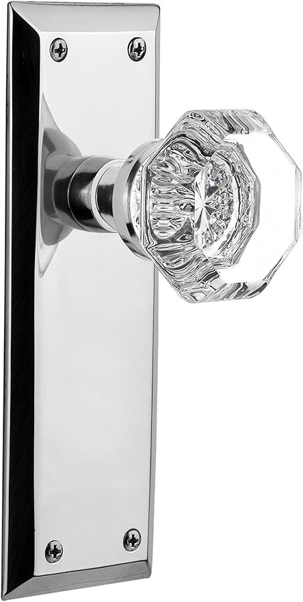 Nostalgic Warehouse New York Plate with Waldorf Crystal Knob, Single Dummy, Bright Chrome | Amazon (US)