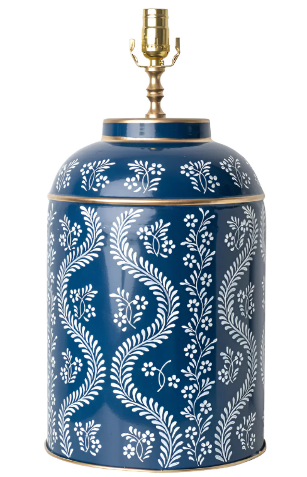 Navy Ikat Trellis Tea Caddy Lamp | The Enchanted Home