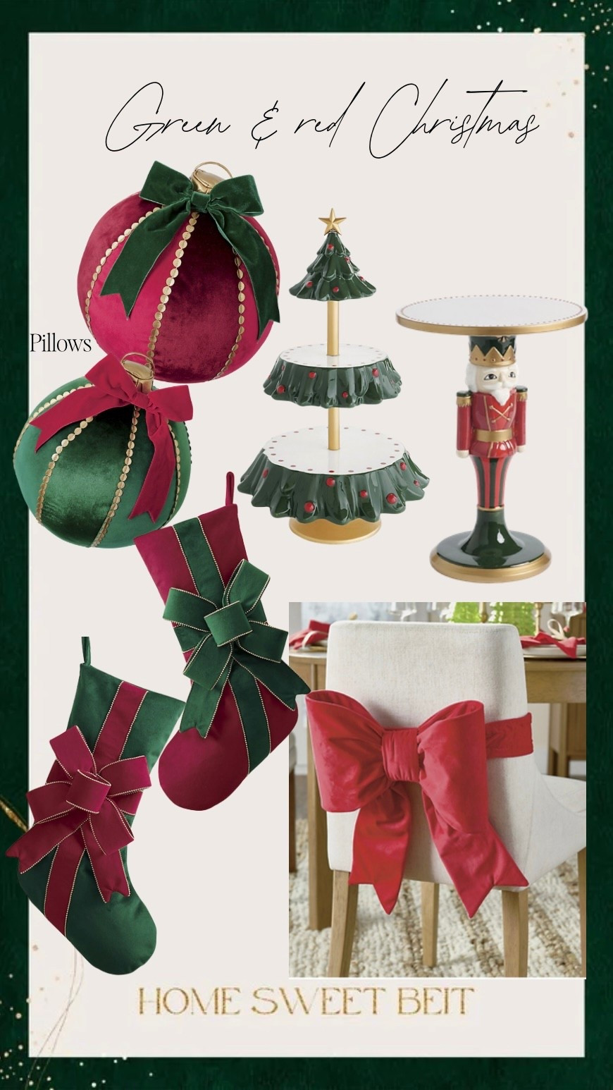 A green and red Christmas will always be top-tier!

Christmas decor, holiday decor, stockings, ornament pillows, Christmas tree, nutcracker, serving tray, cake tray

#LTKHome #LTKSaleAlert #LTKHoliday
